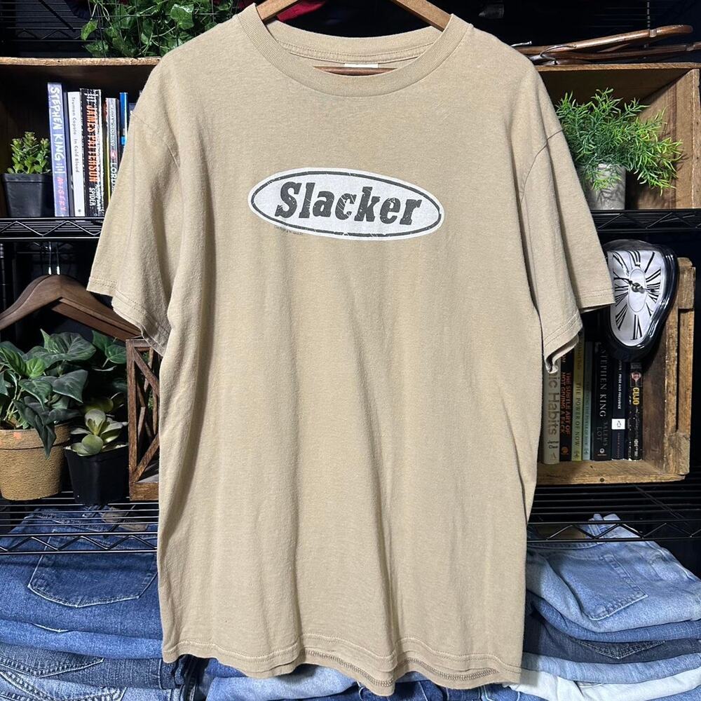 Vintage 90s 1994 Slacker Skate Tee Mens Large Tan “Cool People” Skater Shirt